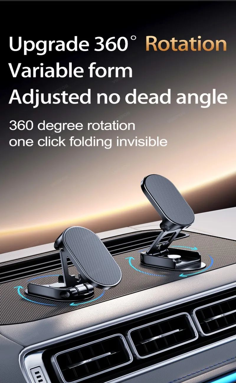 360° Rotation Magnetic Car Phone Holder Dashboard GPS Foldable Cell Phone Stand Mount For All Smartphones Universal Auto Bracket