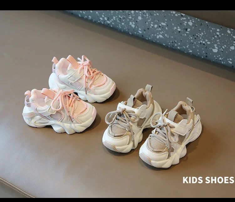 Girl Child Sport Shoe 2024 Spring Mesh Breathable Toddlers School Running Sneakers Fashion Non-slip Kids Boys Basketball Shoes