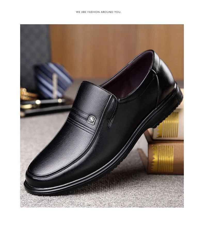 Leather Men Formal Shoes Luxury Brand Men's Loafers Dress Moccasins Breathable Slip on Black Driving Shoes Plus Size 37-46