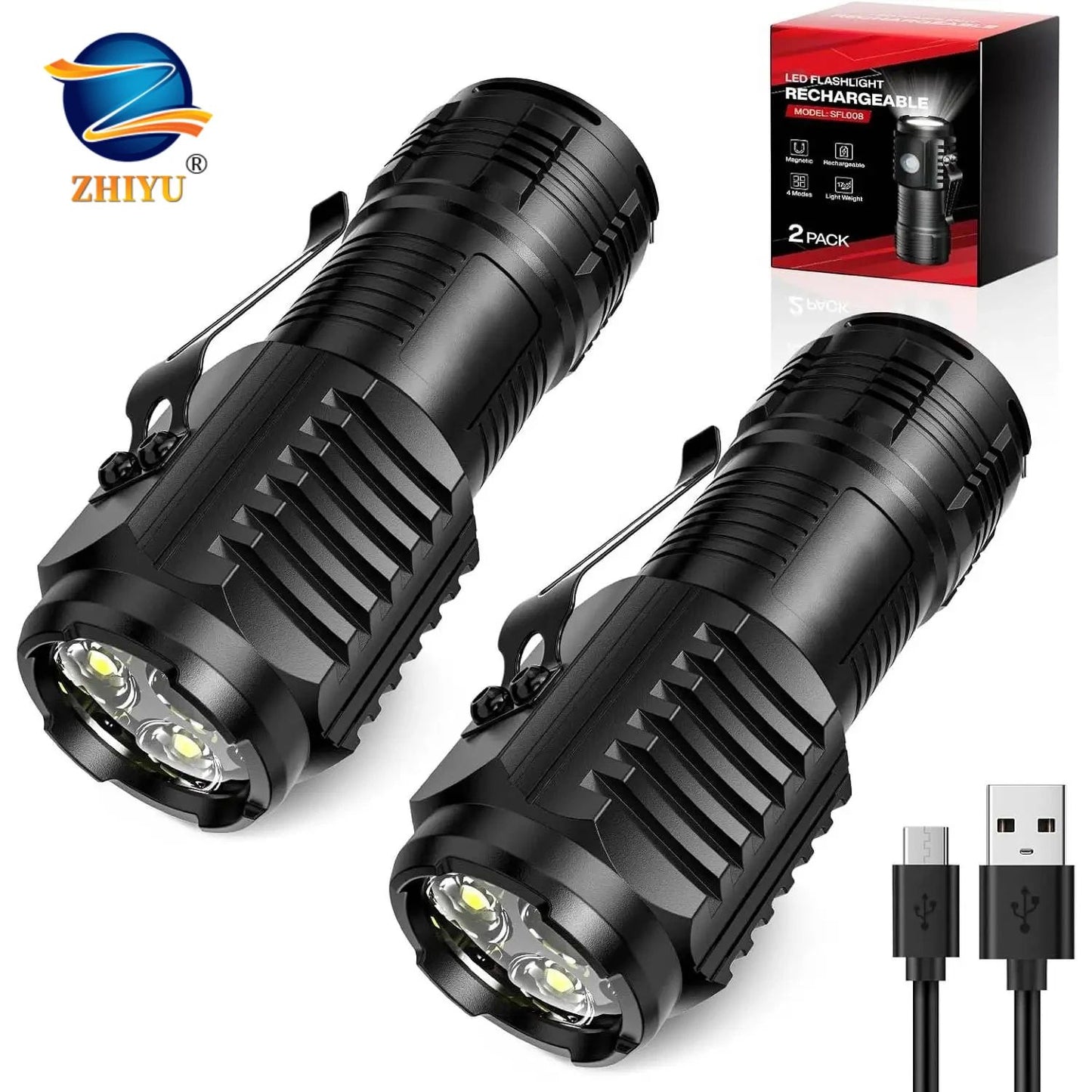 Portable Mini LED Handheld Flashlight Powerful Fingertip Torch Outdoor Waterproof Hiking Camping Flash Light with Pen Clip