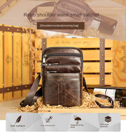 New Men's Cow Leather Chest Bag Man Small Shoulder Casual Male Crossbody Waist Bag