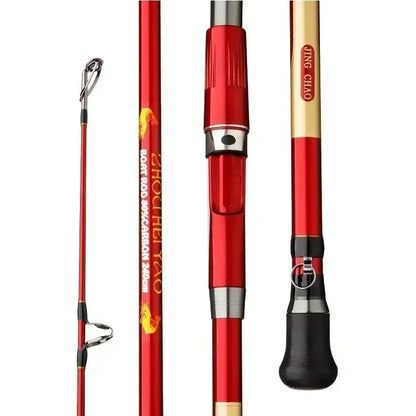 1.8M 2.1M  2.4M Portable 3-Piece Fishing Rod Travel Surf Saltwater Carbon Spinning Rod 30-50lb Boat Jigging Trolling Fishing Rod