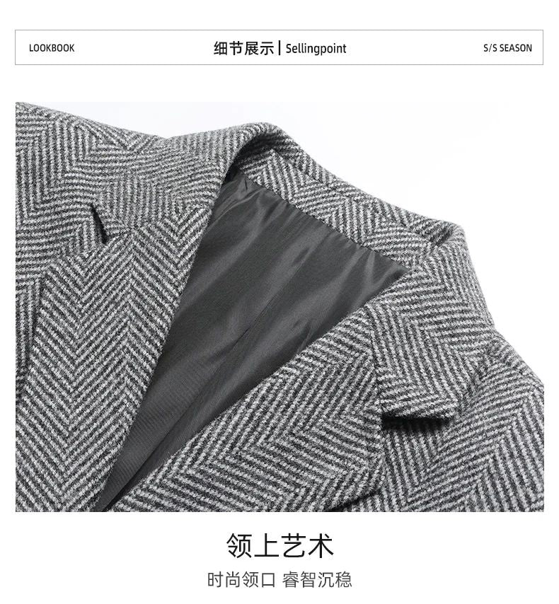 Mens Blazer Fashion Business Handsome Gentleman Korean Version of British Style Leisure Slim Solid Color Wedding Work Blazer