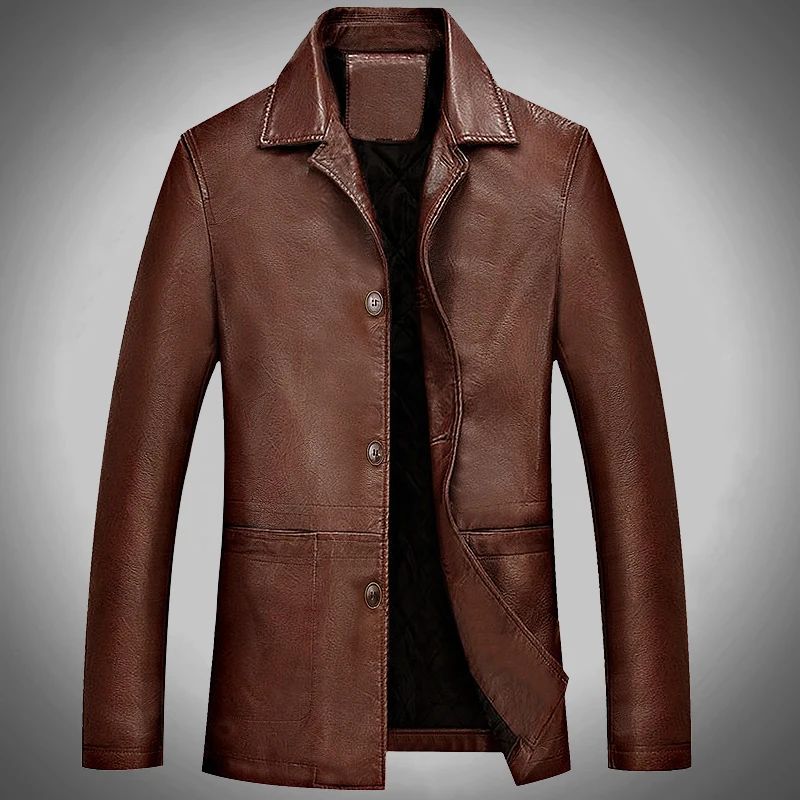 Men Leather Jacket Winter Classical Motorcycle Business Soft Leather Jackets Thick Moto Coats Casaco Masculino Plus Size 4XL