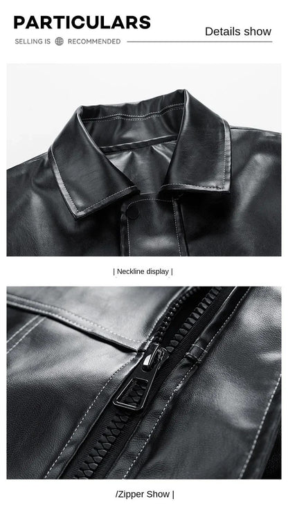 Spring Autumn New Loose Trend Men Couple Jacket Lapel Motorcycle Handsome Coats Europe The United States Trend Leather Jacket