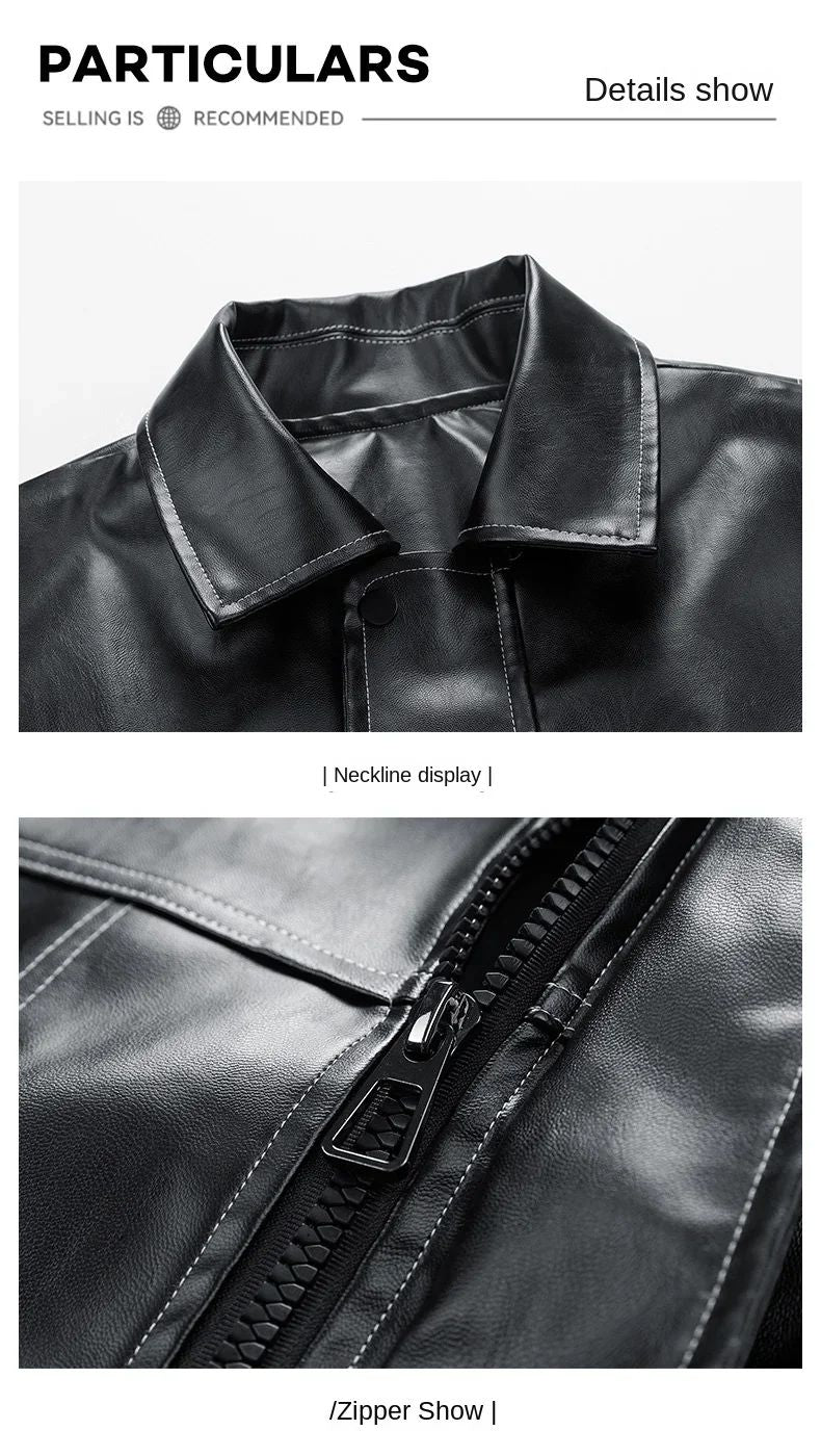 Spring Autumn New Loose Trend Men Couple Jacket Lapel Motorcycle Handsome Coats Europe The United States Trend Leather Jacket