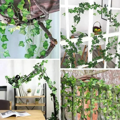 Artificial Green Ivy Leaf Rattan Creeper Leaves Vine Hanging Garland DIY Fake Fl
