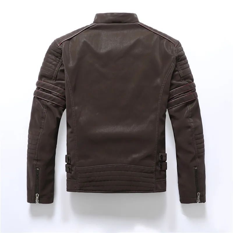 Men's autumn and winter frosted leather jacket, fashionable slim fit and brushed motorcycle fashion brand slim fit jacket