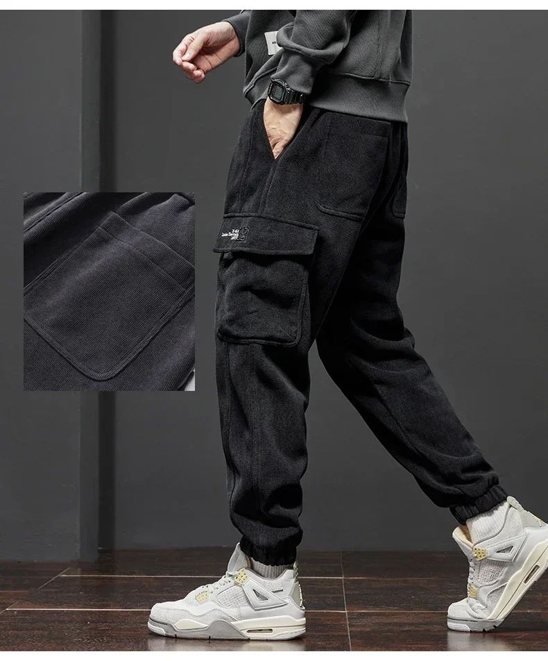 Calça Casual Masculina Elástico na Cintura Primavera Outono Estilo Novo Calça Esportiva Harem Jogger Reta com Cordão Elástico Masculina