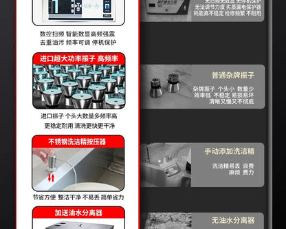 XWJ Dishwasher Commercial Ultrasonic Automatic Vegetable Washer  Kitchen Restaurant Canteen Large Bowl Washing Large Capacity