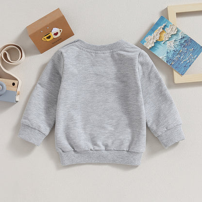Toddler Baby Boy Girl Long Sleeve Crewneck Pullover Sweatshirt Outfits Solid Color Casual Clothes