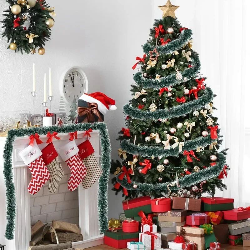 Christmas Green Cane Ribbons Party Garland DIY Xmas Tree Ornaments Green Cane Ribbons Wreath Hanging Pendent Home Decoration