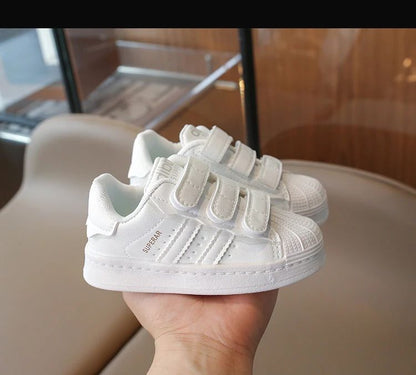 Childrens Baby Sneakers Blue Leather Boys Girls Toddler Shoes Four Seasons Models Pink Versatile Non-slip Small Kid Single Shoes