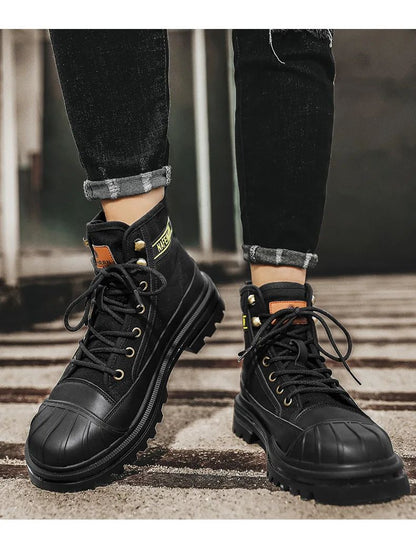 Men's Shoes  Autumn and Winter Breathable High-top Boots Heightened Thick-soled All Match Canvas Casual Shoes Mens Boots