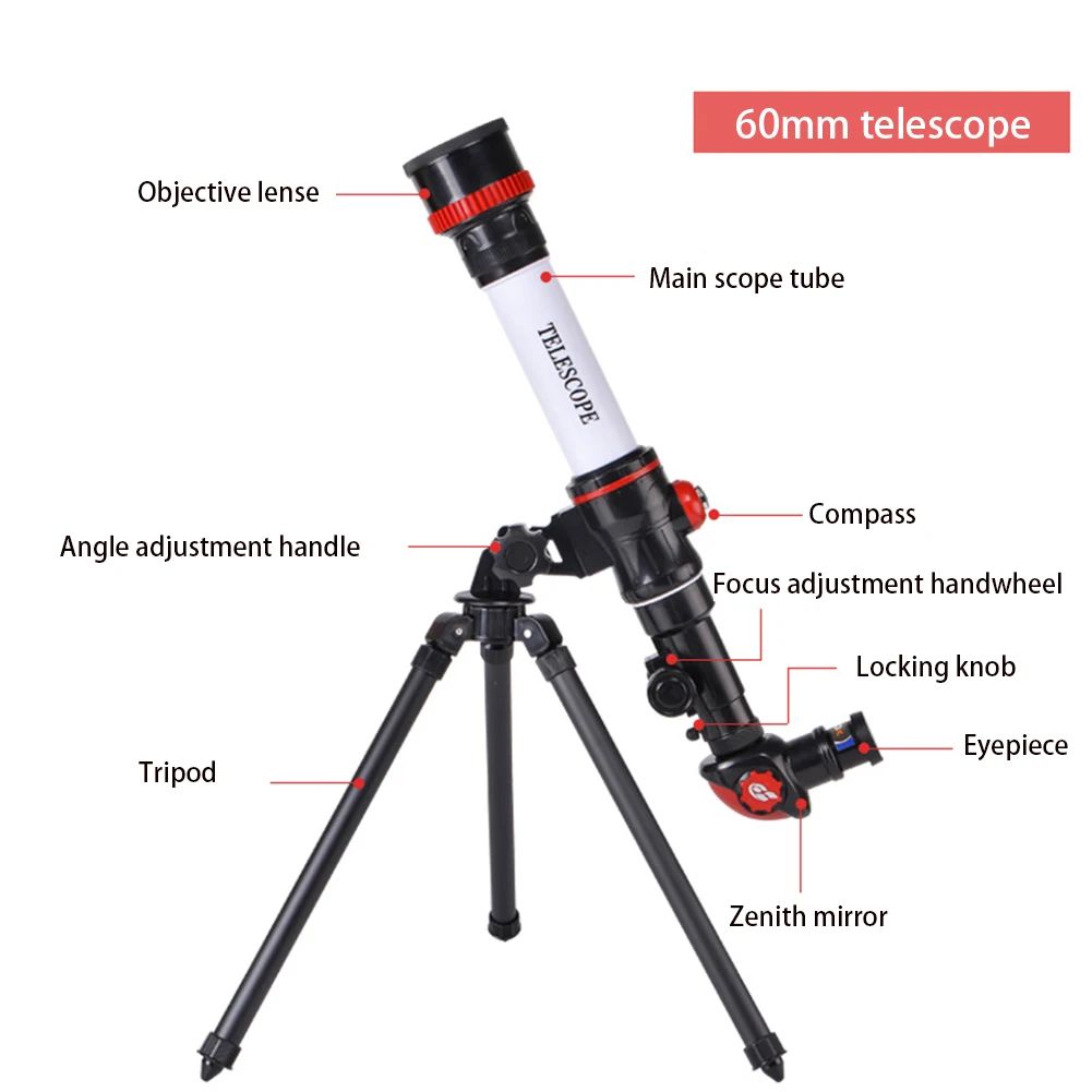 Telescópio Astronômico Profissional Monocular HD de Alta Ampliação para Observação de Planetas Espaciais e Experimentos Científicos