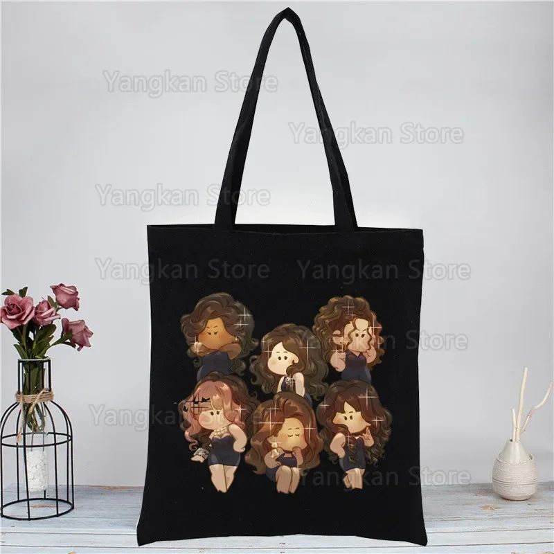 New Hot Top Fashion Bag KATSEYE Korean Shopping Bag Print Original Design White Unisex Fashion Travel Canvas Bags