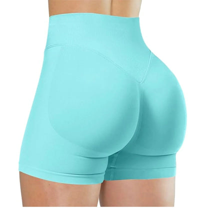 Summer High Waisted Yoga Shorts for Women Fashionable and Sexy Running Fitness Pants Solid Color Yoga Leggings Elastic Tights