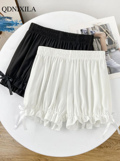 Summer Women's Shorts Bow Lace Thin Anti-exposure JK Lolita Pumpkin Leggings Outerwear Loose Bloomer Shorts Safety Pants