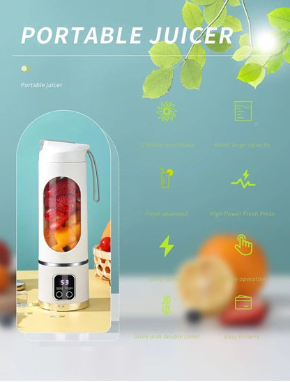2025 Novo Carregamento Doméstico MINI Triturador de Gelo Elétrico Potente Motor 450ML Grande Capacidade Copo de Suco com Display Digital