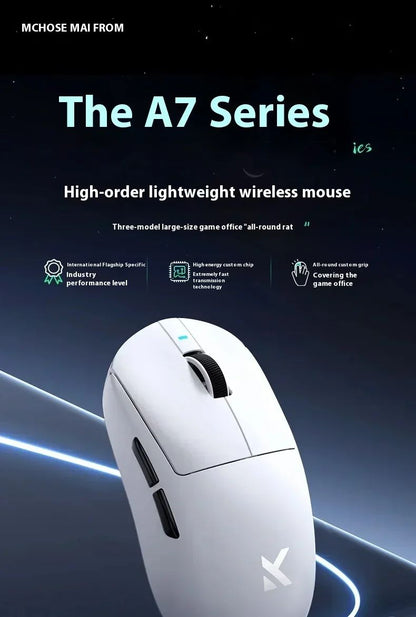 Mouse sem fio MCHOSE A7 Pro Ultra Tri-Mode para jogos E-sports PAW3950 Leve 42000dpi 8K Baixa Latência Ergonômico 500mAh