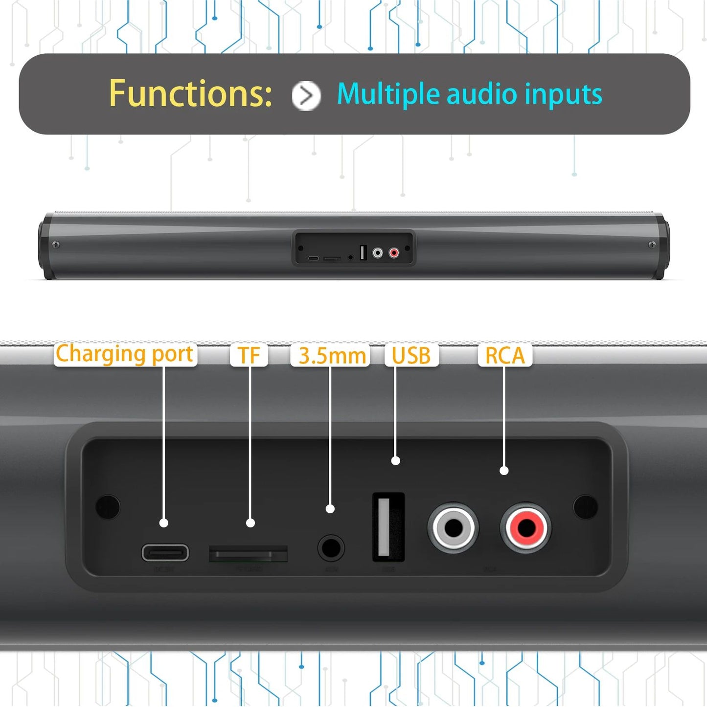 Echo Wall Portable Bluetooth Speaker 3D Stereo Surround Desktop Home TV Computer Outdoor Ultra Power Sound Projector Subwoofer
