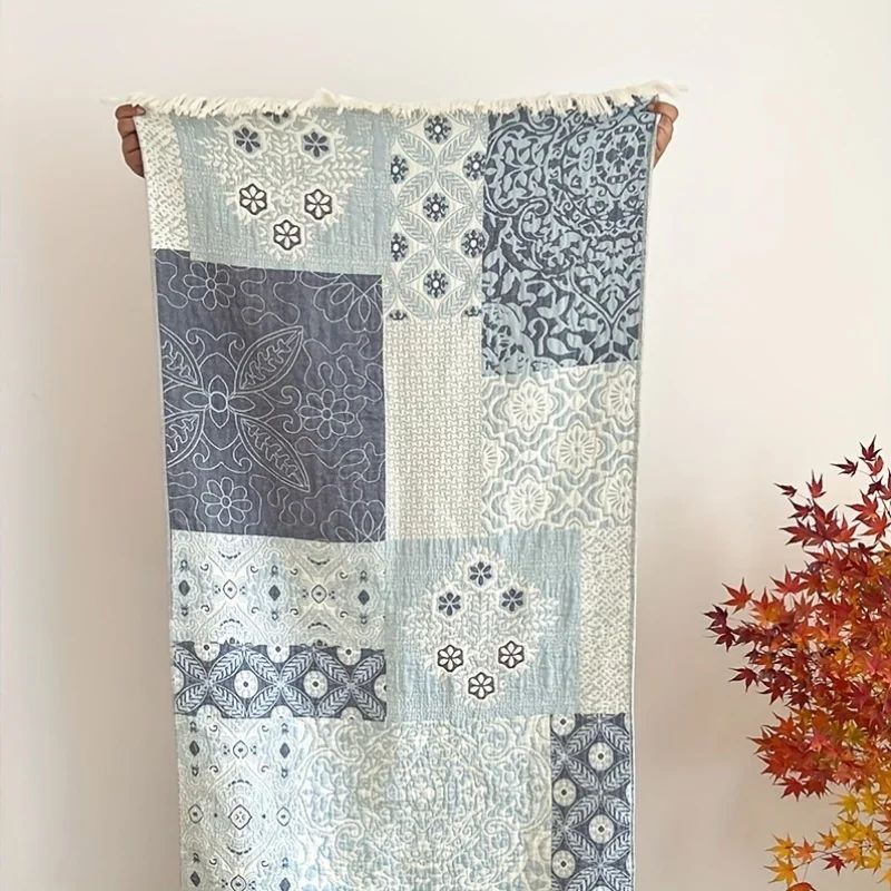 150x73cm Pure Cotton Fantasy Garden Tassel Towel-Soft Skin-Friendly Bath Towel Ideal for Home Swimming Pool Beach Shower Supplie