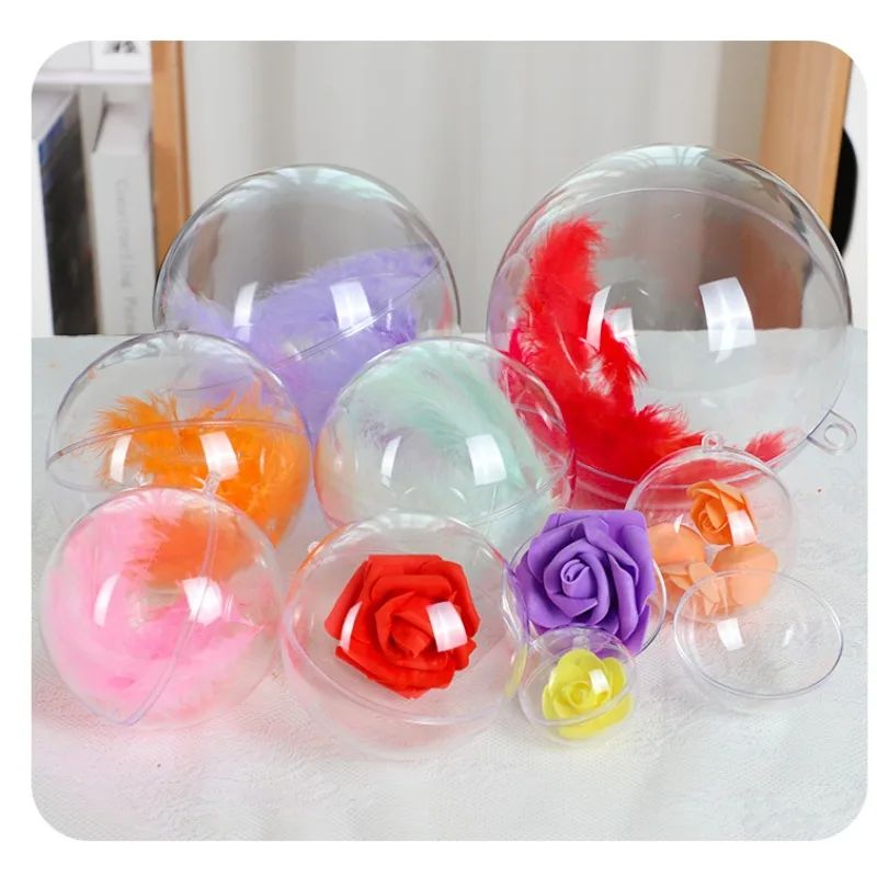 1-15pcs Creative Christmas Clear Plastic Hollow Ball Bright More Size Ornaments Holiday Decor Hanging Balls Party Wedding Decor