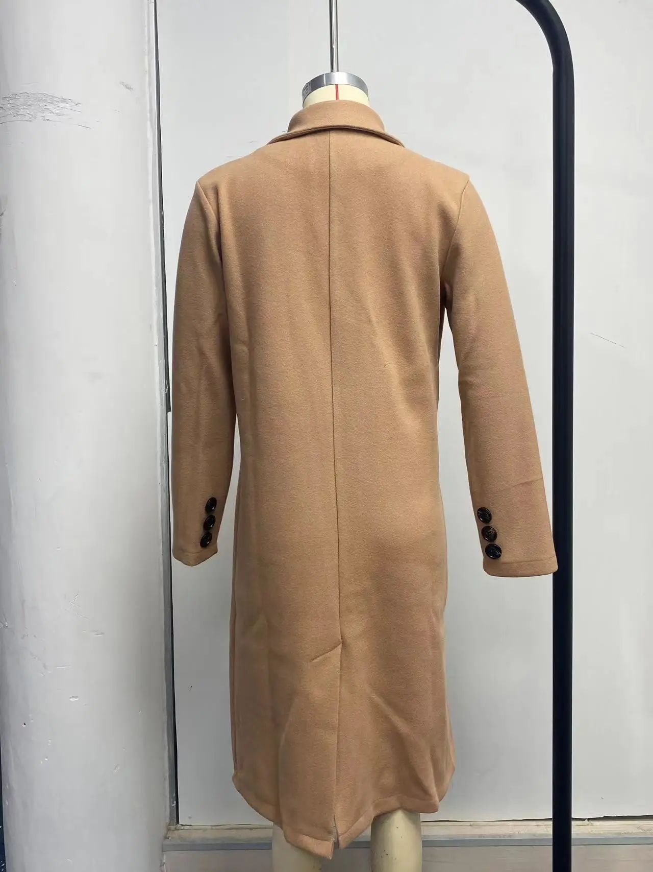 Autumn and Winter Women's Clothing Long-sleeved Lapel Solid Color Double-breasted Slim-fit Coat