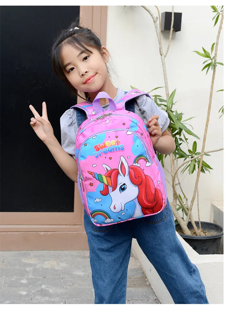 Bolsa Escolar Unicórnio de Desenho Animado para Meninos Meninas, Mochila Escolar de Grande Capacidade, Mochila de Jardim de Infância e Ensino Fundamental, Bolsa Infantil Kawaii