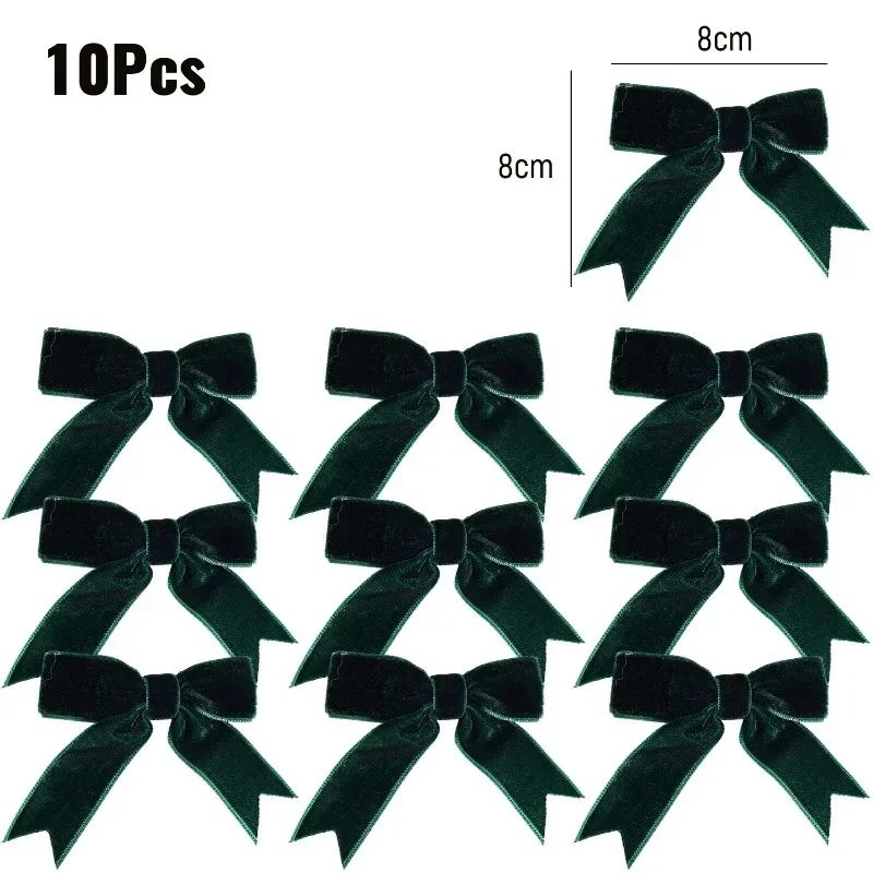 10/100x Red Christmas Bow Velvet Christmas Wreath Bow Christmas Tree Topper Bows Garland Hanging Ornaments DIY Craft Party Gifts