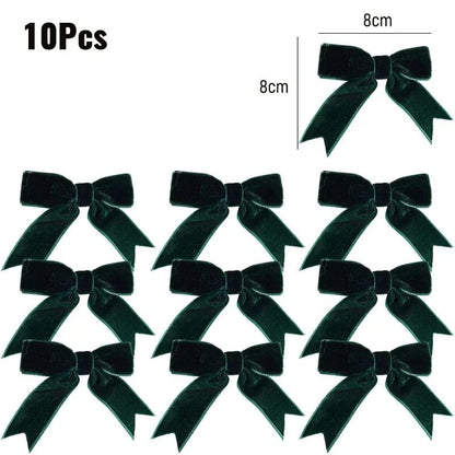 10/100x Red Christmas Bow Velvet Christmas Wreath Bow Christmas Tree Topper Bows Garland Hanging Ornaments DIY Craft Party Gifts