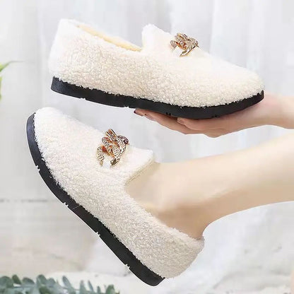 Womens Slippers Warm Short Plush Lining House Shoes Moccassins Slip on Fashion Lady Flats Loafers Non Slip 2024