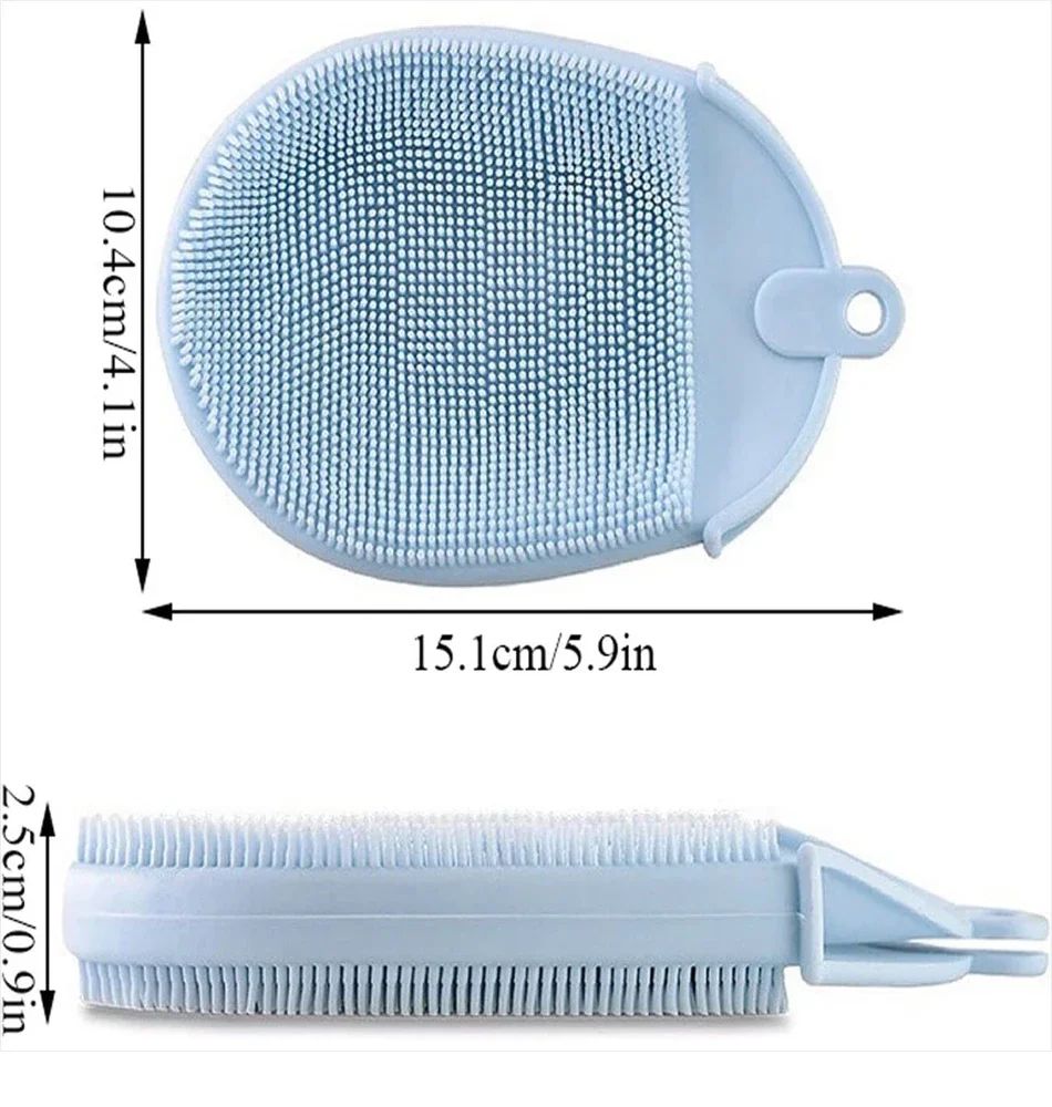 1 unidade de escova de massagem de silicone com gancho macio, esfoliante, luvas de banho, escova de limpeza para bebês, esfoliante de banho, removedor de bolhas