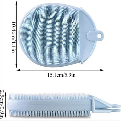 1 unidade de escova de massagem de silicone com gancho macio, esfoliante, luvas de banho, escova de limpeza para bebês, esfoliante de banho, removedor de bolhas