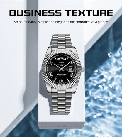 NIBOSI Brand Original Stainless Steel Quartz Watches For Men Luxury Date Display Luminous Fashion Men's Watch relogios masculino