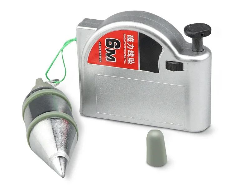 Prumos Magnéticos de 320g, Carretel de Linha Retrátil de 6 Metros com Base Magnética para Engenharia, Construção, Ferramenta de Prumada