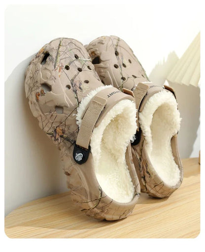 Men's Cotton Slippers Winter Thick Bottom Fleece Lined Warm Home EVA Comfortable Head Covered Slippers Roman Style Sandals