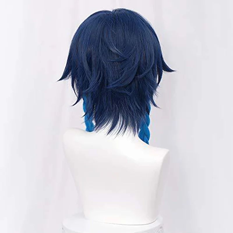 Genshin Impact Venti Cosplay Wig Unisex Blue Wig Cosplay Anime Cosplay Braid Wigs Heat Resistant Synthetic Wigs Halloween
