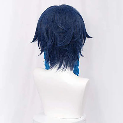 Genshin Impact Venti Cosplay Wig Unisex Blue Wig Cosplay Anime Cosplay Braid Wigs Heat Resistant Synthetic Wigs Halloween