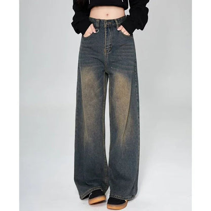 Summer Men Baggy Jeans Unisex Vintage American Style Straight Wide Leg Denim Pants Fashion Brand Hot Sale Casual Trousers