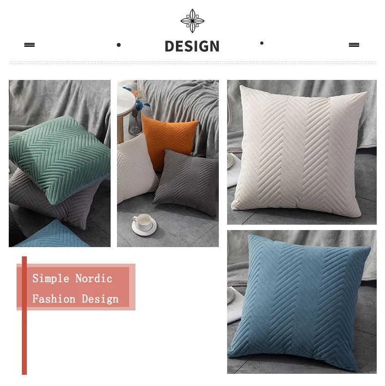 Quilted Velvet Pillowcase Throw Pillow Covers Home Cojines Decor Pillow Cases Simple Sofa Cushion Cover Decorative 45x45cm