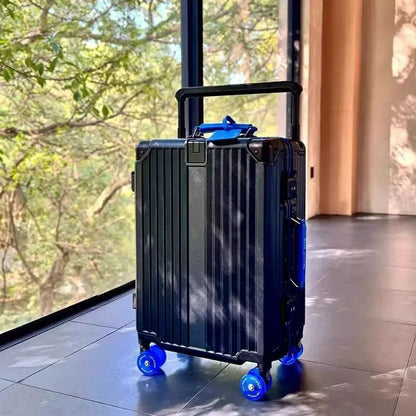 Mala de Viagem com Estrutura de Alumínio e Alça Larga, Rodas Giratórias Silenciosas Coloridas e Trava TSA, Mala de Carrinho de Grande Capacidade