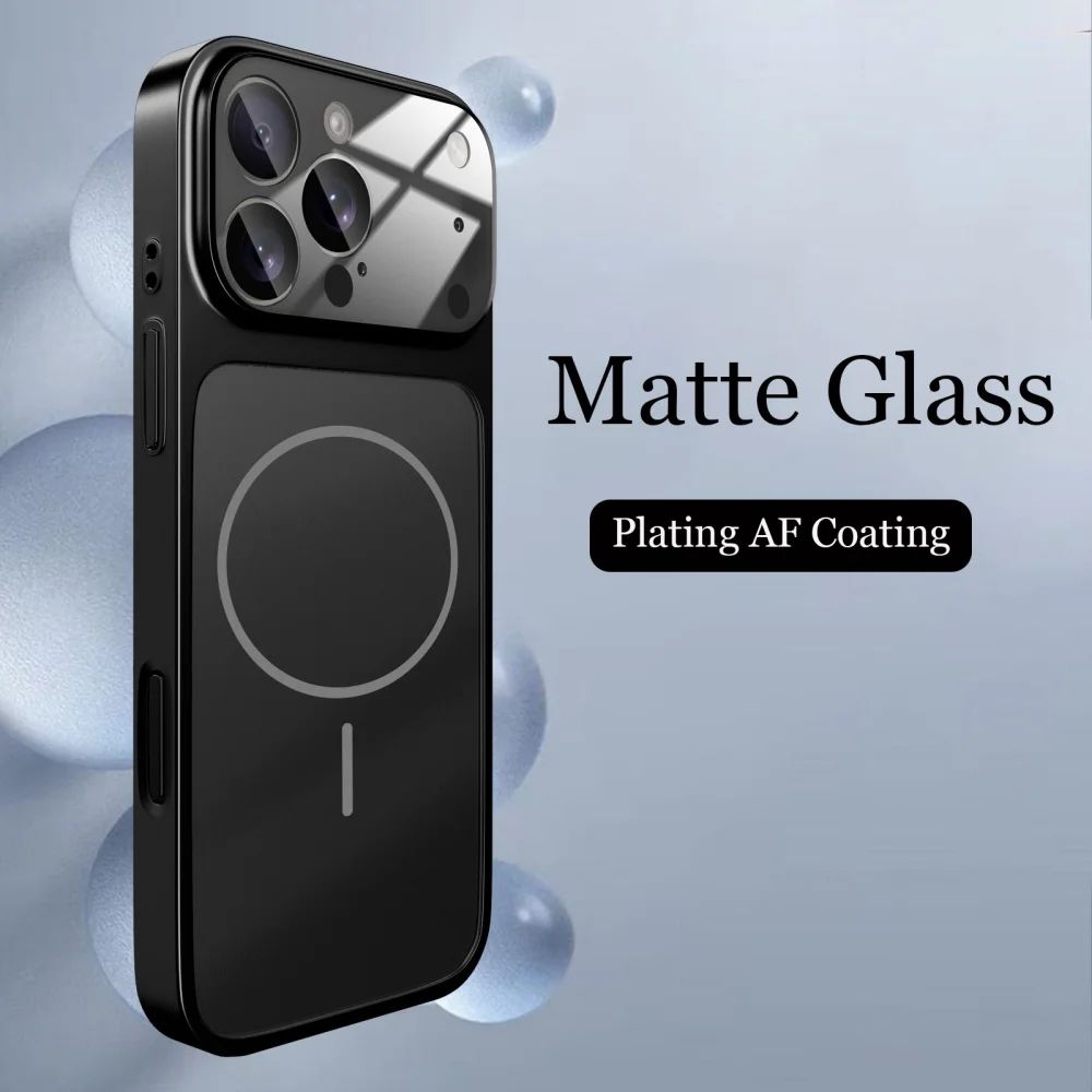 Capa Nano Fosca de Vidro Original Para iPhone 17 Air 16 15 14 13 Pro Max 17Pro Magnética Para Carregamento Sem Fio Magsafe Armor Funda