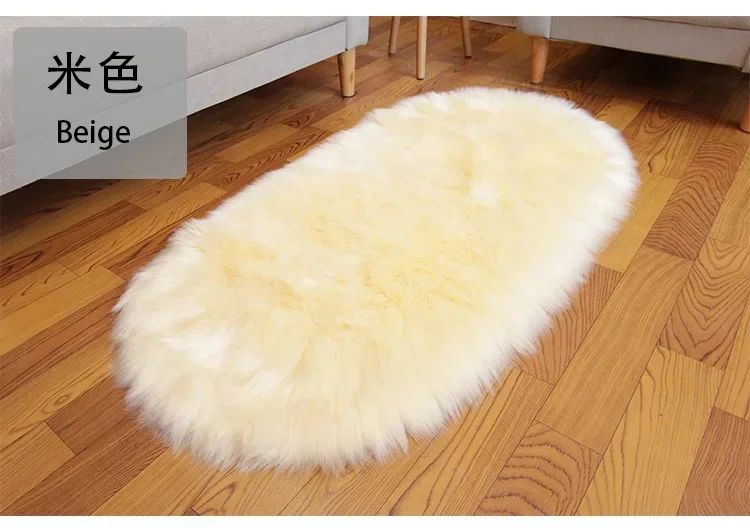 Super Soft Plush Oval Rug Mat Fluffy White Carpets for Living Room Home Decor Bedroom Kid Room Decoration Salon Thick Pile Rug