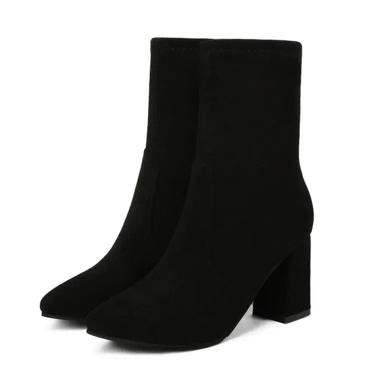 Thick Heel Women Short Boots Fashion Slimming Ankle Booties classic Style Autumn Winter Female Pointed Toe Women Boots D64