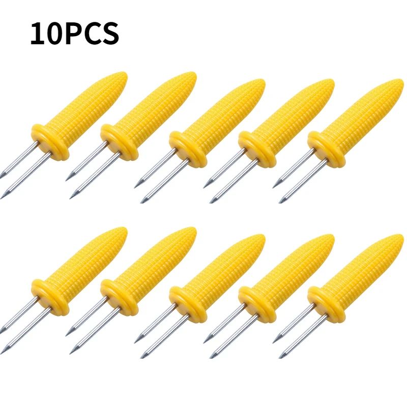 10pcs Fork Corn Skewer Stainless Steel Corn Holders Corn On The Cob Skewers Fruit Forks Outdoor Camping Cooking Barbecue Tool