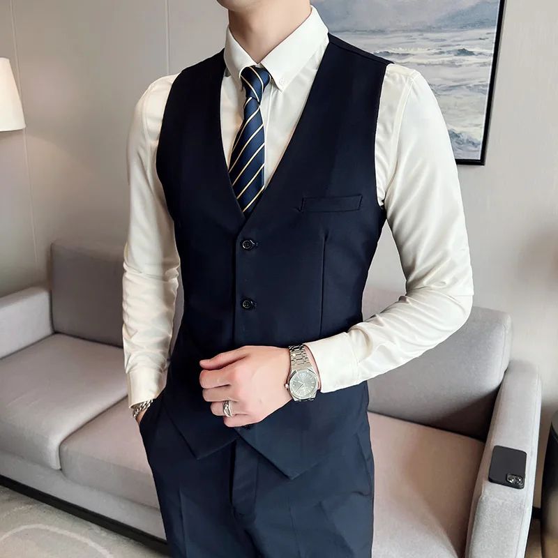 LIBIELIY High Quality Fashion Business Casual (suit + Vest + Trousers) British Style European And American Wedding Dress Three-p