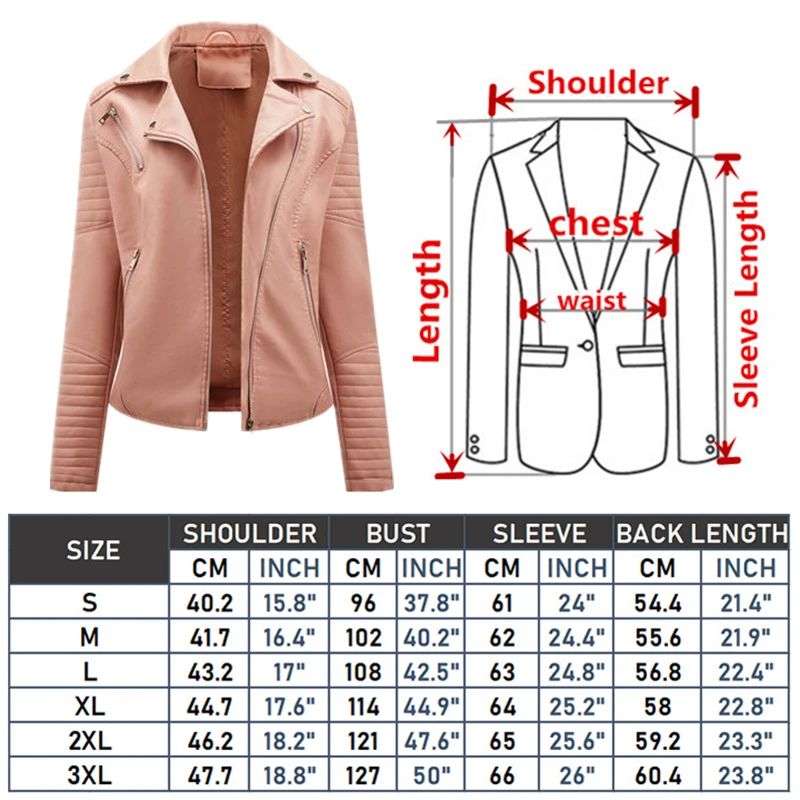 Black Women Faux Leather Jacket Spring Autumn Zipper Casual Pu Coat Female Biker Outerwear Ladies Clothes S-XXXL
