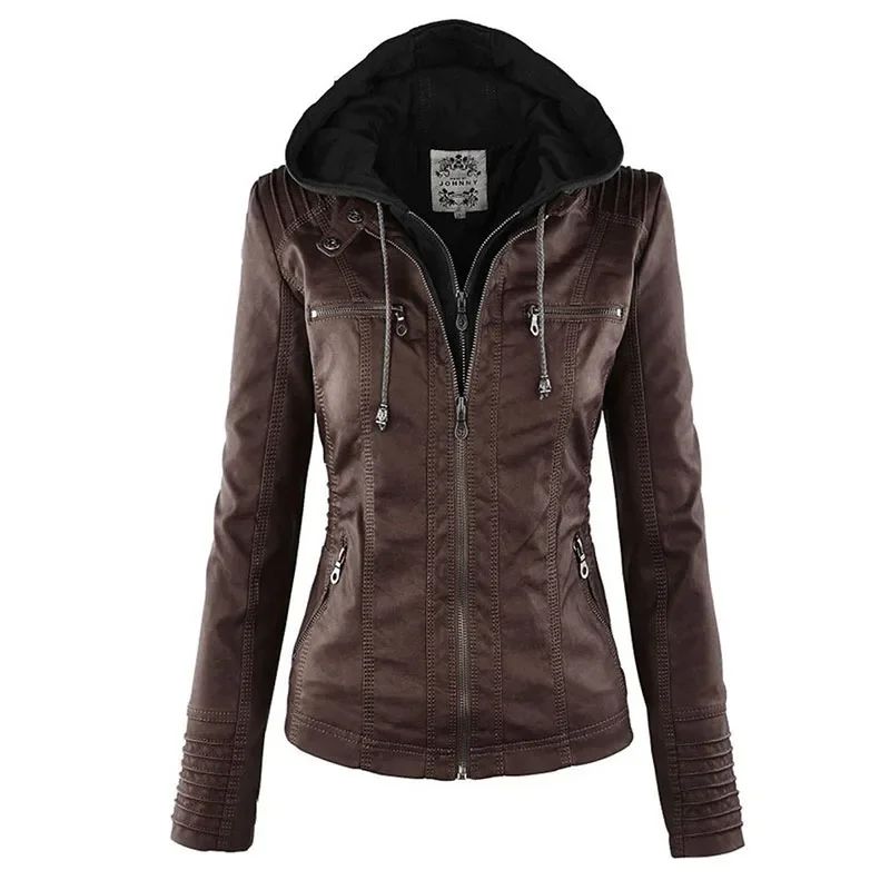 Gothic Faux Leather Jacket Women Coat 2025 Hoodies Winter Autumn Motorcycle Jacket Black Outerwear Leather PU Basic Jacket Coat