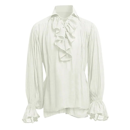 Medieval Men's Retro Performance Shirt with Belt And Puffy Sleeves Cross-Border New Style Male Fashion Historical Costume